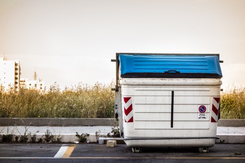 Construction site managing builders waste in East London